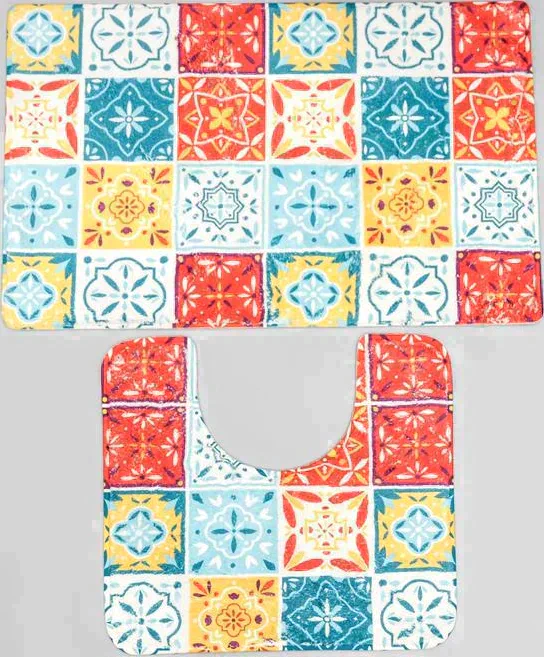 Набор ковриков для ванной и туалета SAVANNA «Мозаика», 2 шт: 50×80 см, 40×50 см