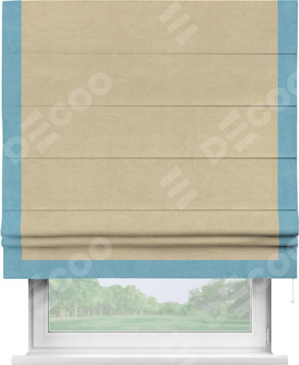 Римская штора «Кортин» с кантом Виктория, для проема, ткань вельвет бежевый