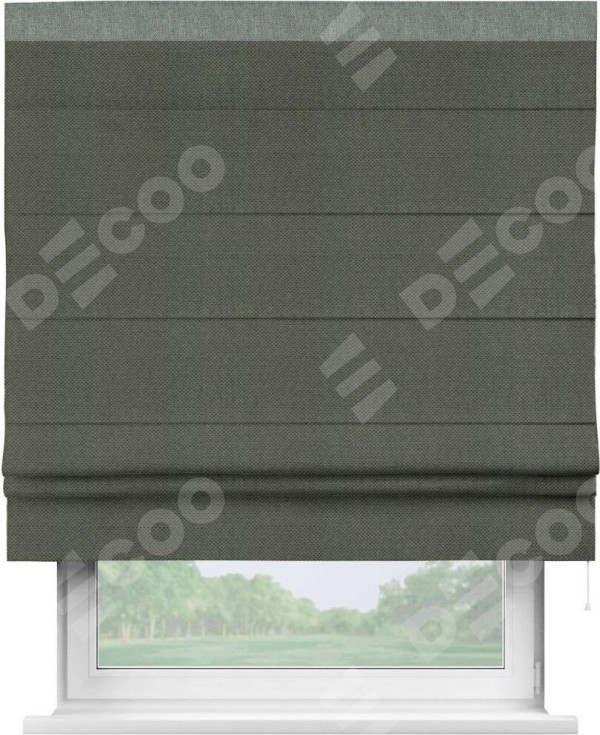 Римская штора «Кортин» с кантом Кинг, для проема, ткань лён димаут, графит