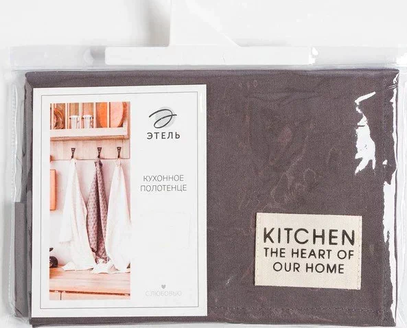 Полотенце Этель Kitchen 40х73 см, цв. серый, 100% хл, саржа 220 г/м2