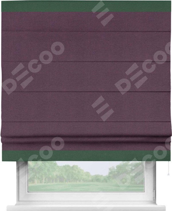 Римская штора «Кортин» с кантом Горизонт, для проема, ткань лён димаут, фиолетовый
