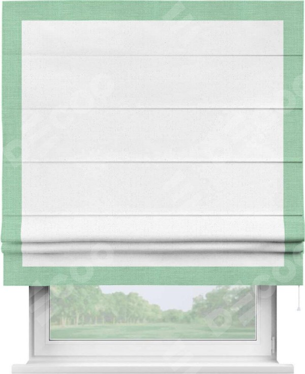 Римская штора «Кортин» с кантом Чесс, для проема, лён цвет белый