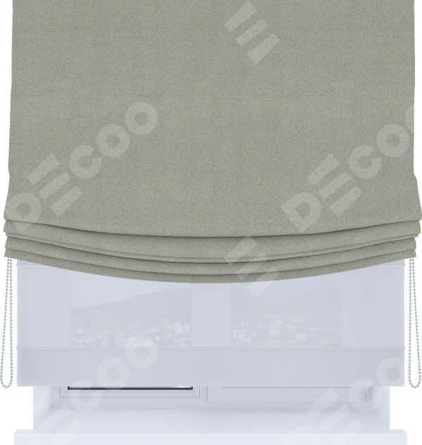 Римская штора «Кортин», день-ночь с мягкими складками, блэкаут однотонный серый