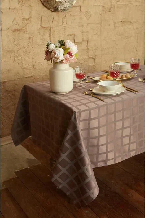 Скатерть "Этель" Geometry 150*220 +/-3см, цв.кофейный, пл. 192 г/м2, хл с ВГМО