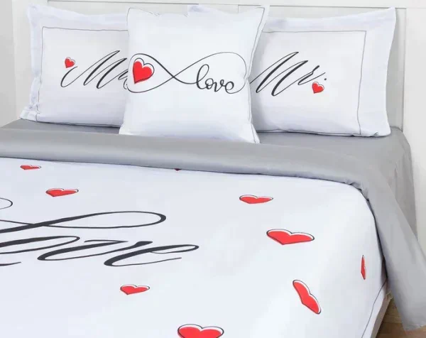 Постельное бельё «Этель» 2 сп Mr&Mrs 175*215 см,200*215 см,50*70+4 см - 2 шт