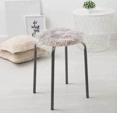 Сидушка на стул меховая Доляна "Уют" цв.беж d 30 cm,100% п/э