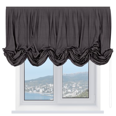 Австрийская штора «Кортин», ткань вельвет коричневый