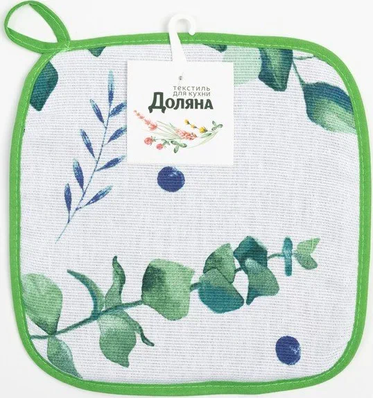 Прихватка "Доляна" Eucalyptus 19х19см,100%хл, рогожка 164 гр/м2