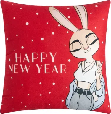Подушка декоративная "Happy new year", 40*40 см, 100% п/э, велюр