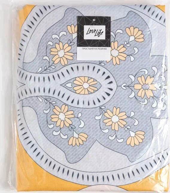 Простыня на резинке LoveLife 160*200*25см, "Relax time", 100% хлопок, сатин, 125г/м²