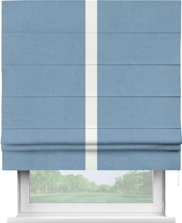 Римская штора «Кортин» для проема, канвас голубой, с кантом Хайвэй