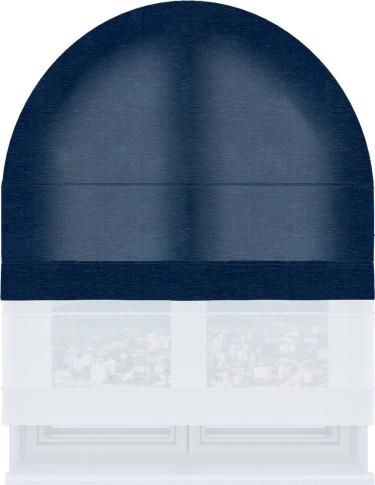 Римская штора «Кортин» день-ночь для арочного проёма, ткань софт однотонный синий