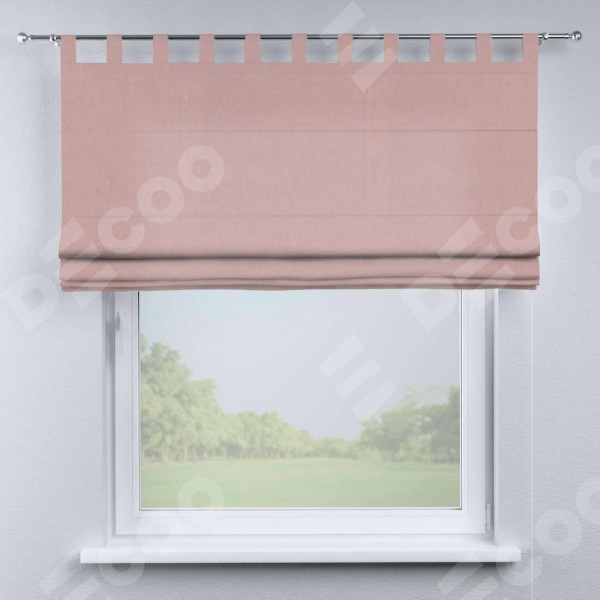 Римская штора на петлях «Кортин», ткань вельвет розовая пудра