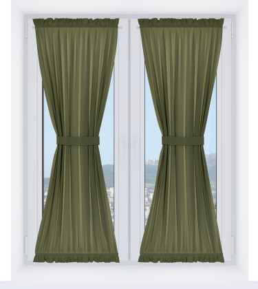 Штора песочные часы «Кортин» блэкаут однотонный зелёный